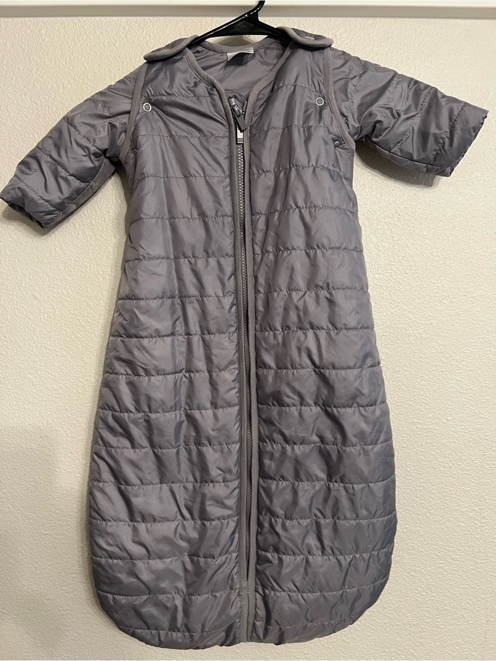 Grey Quilted Kids Sleep Sack Pajamas with Front Zipper